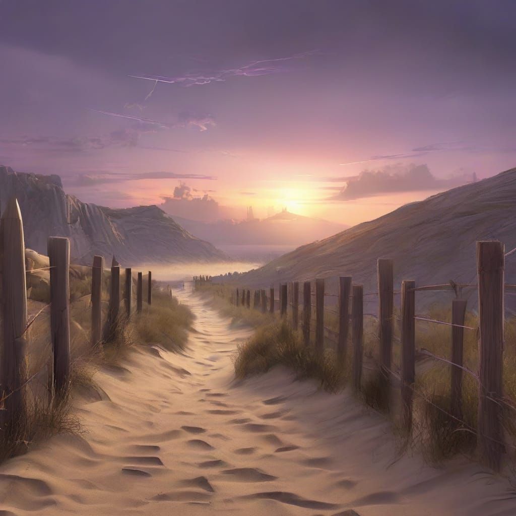 Fantasy Path to Glowing Town: Concept Art Illustration