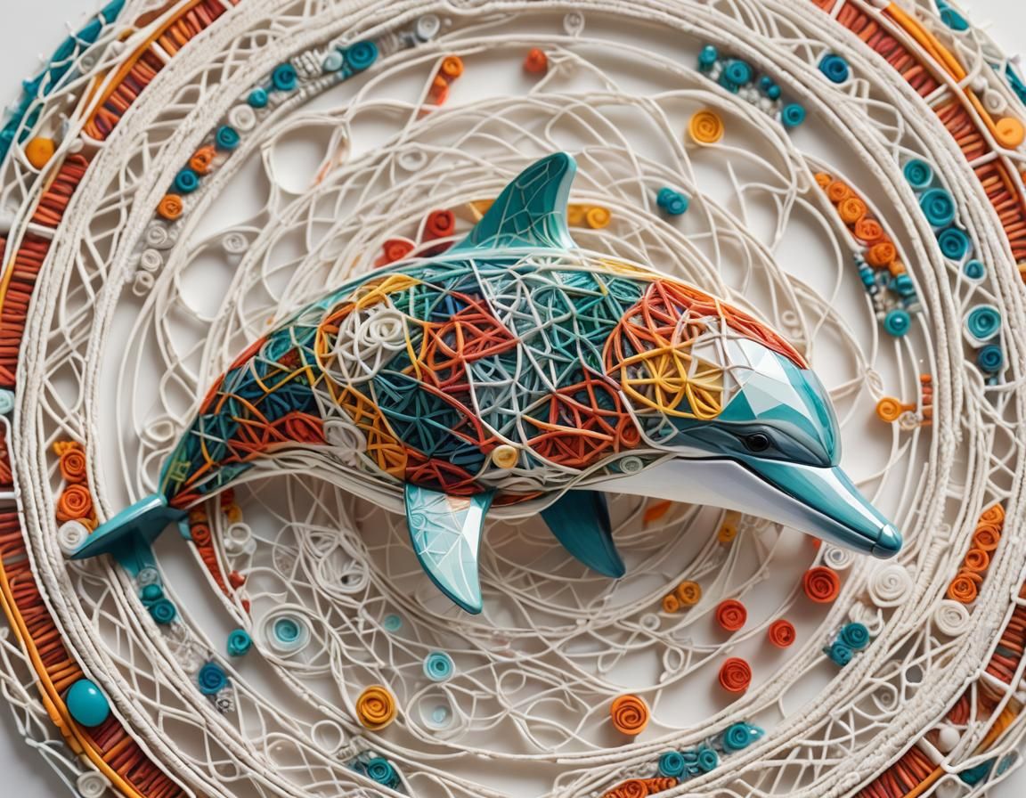 String Art Dolphin with Geometric Patterns