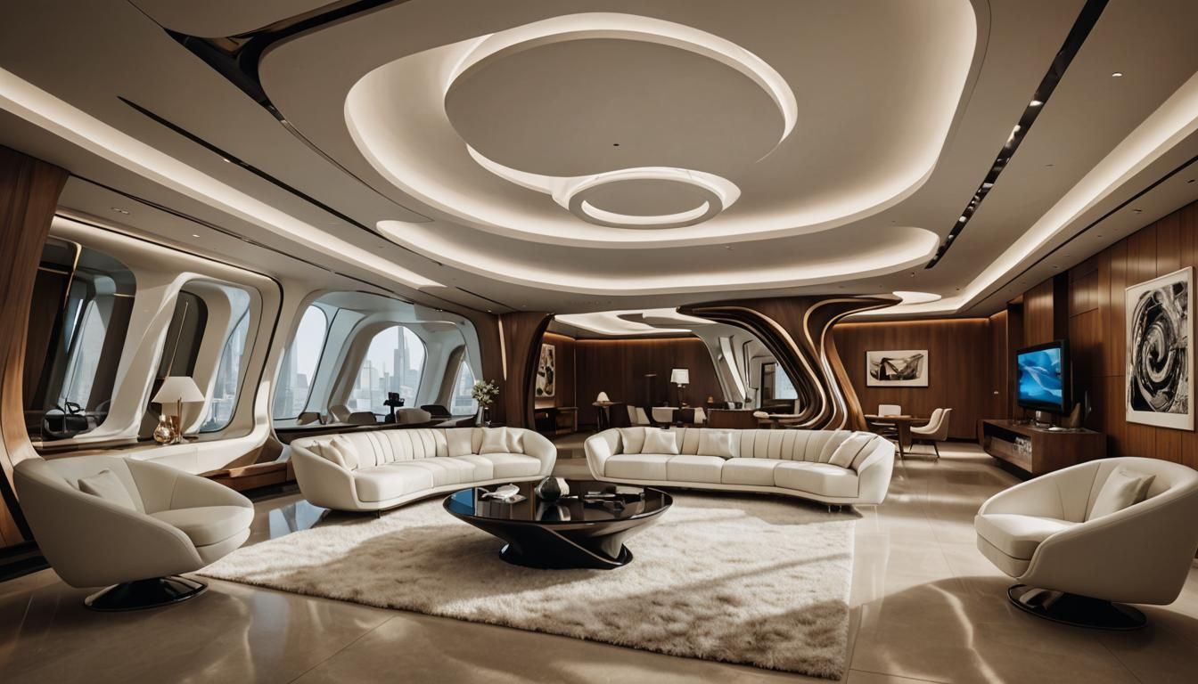 an interior of asbract art designed by zaha hadid and frank ...