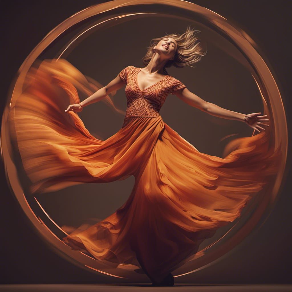 Animated Woman Dancing in Circular Frame