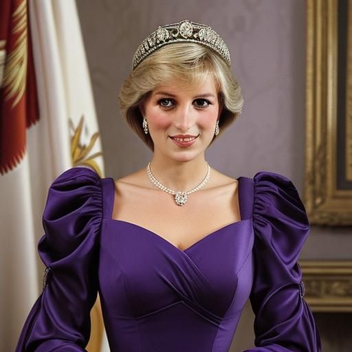 Lady Diana Portrait with Diadem in Purple Dress