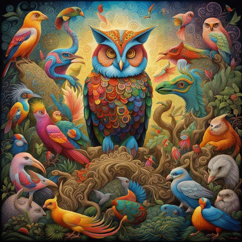Psychedelic Animal Wisdom Painting