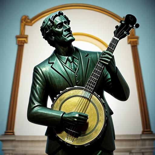 Banjo Player Statue: Intricate Musical Sculpture