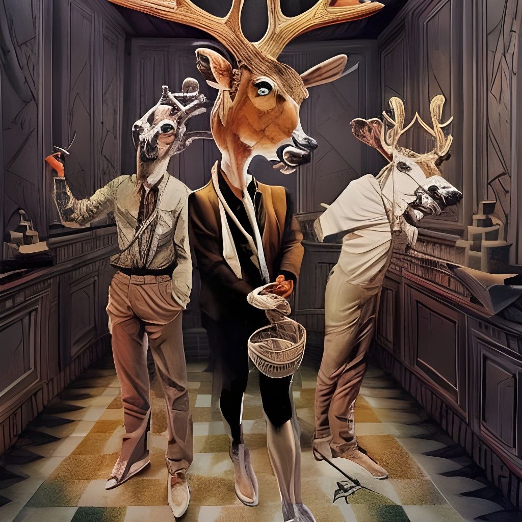 Surreal Deer-Foot Figures in Dreary Horror Art