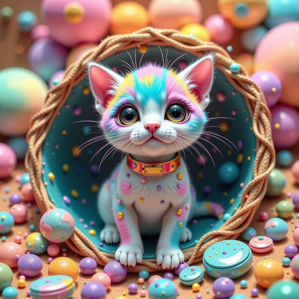 Tiny Cat Plays in Eyeshadow Palette, Dreamy Aesthetics