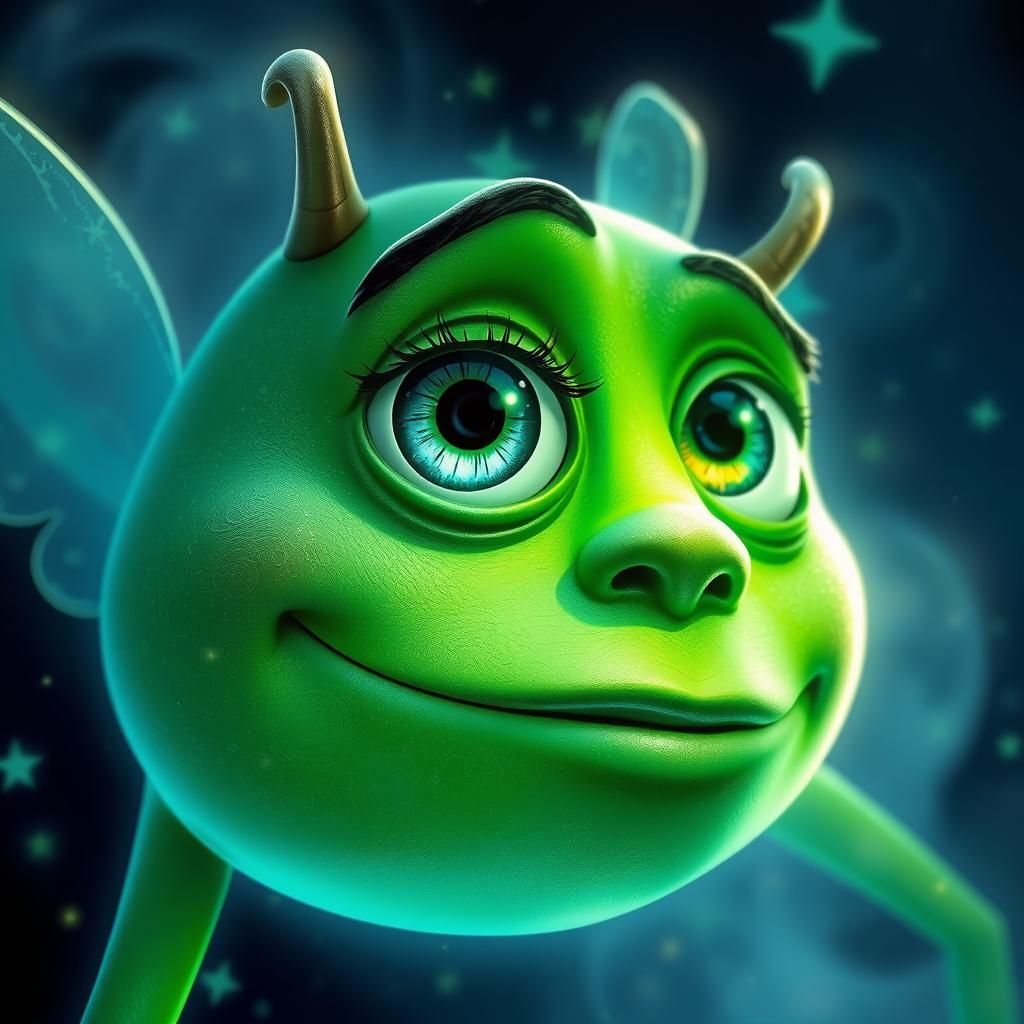 Mike Wazowski as a Glowing Fairy in Dreamy Mist