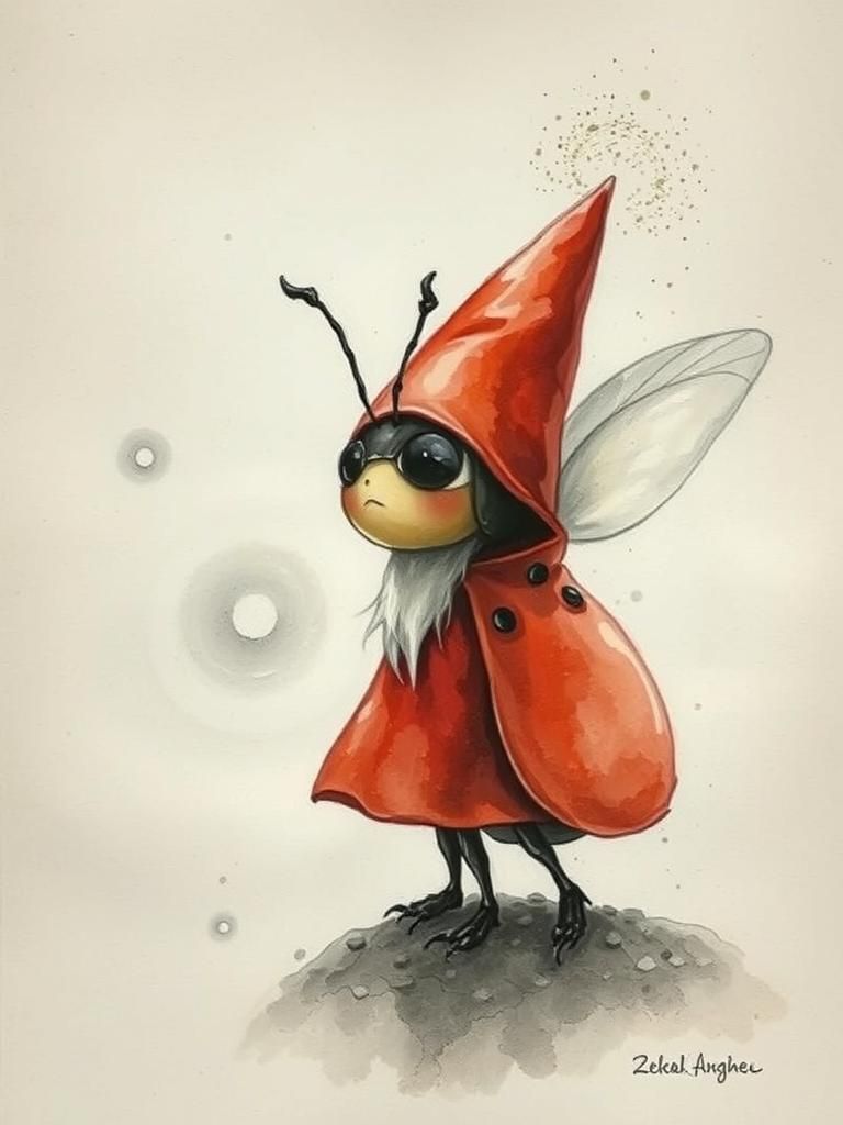 Ladybug Gnome in Watercolor Art Style
