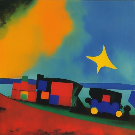 Abstract Billboard Inspired by Expressionist Masters