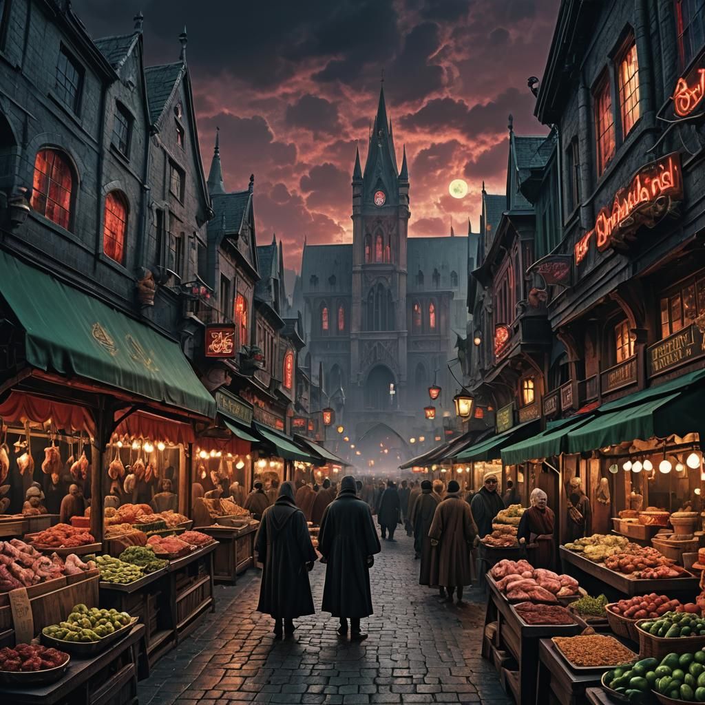 Gothic Undead Market Trading Mysterious Flesh