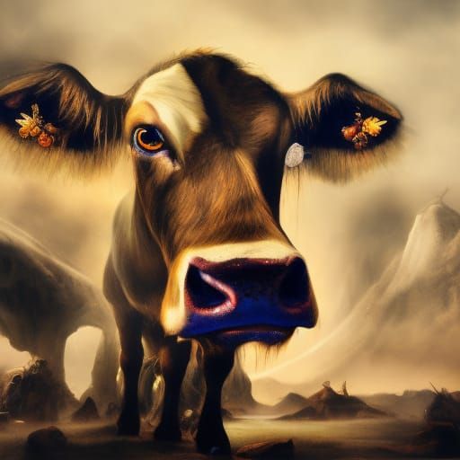 Cow in Fantasy Art Style