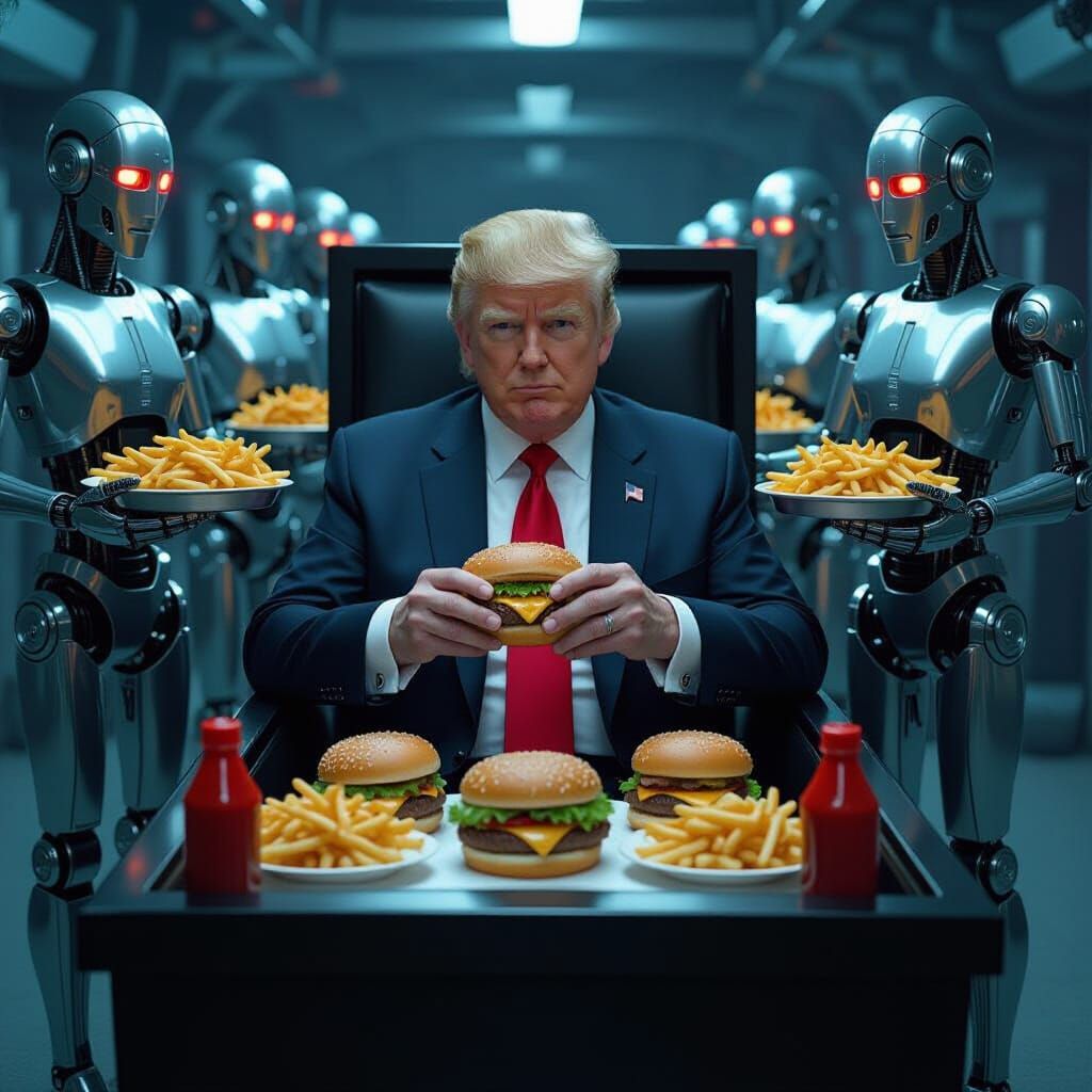 Trump in Futuristic Coffin Feast