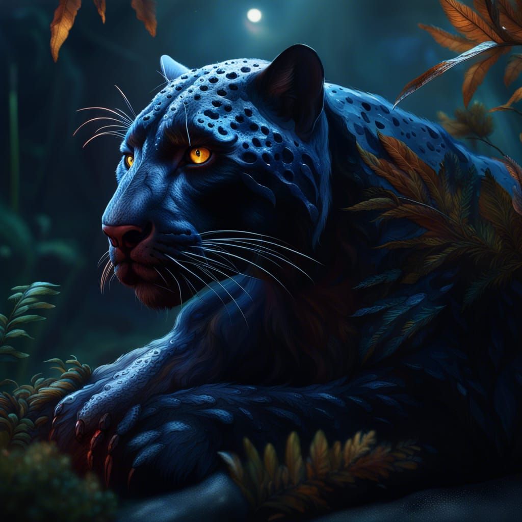 Detailed Panther Matte Painting in Deep Color