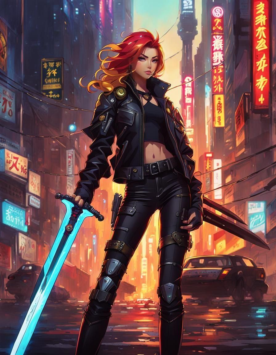 Sunset Shimmer Cyberpunk Anime Art