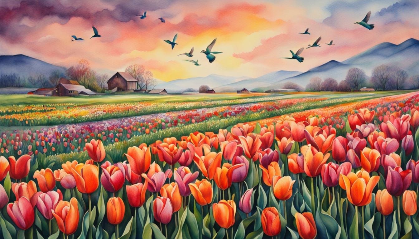 Vibrant Spring Awakening in Watercolor