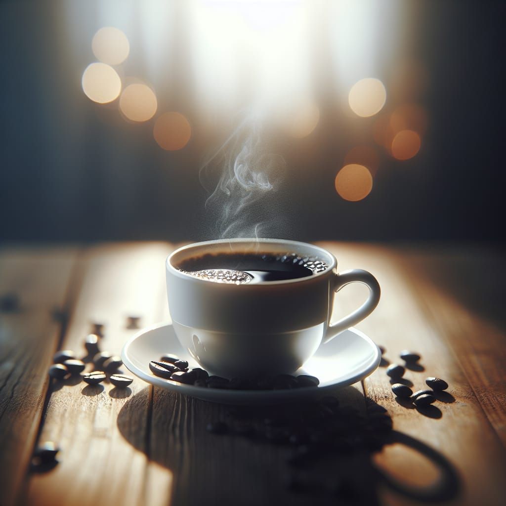 High-Resolution Black Coffee with Bokeh Effect