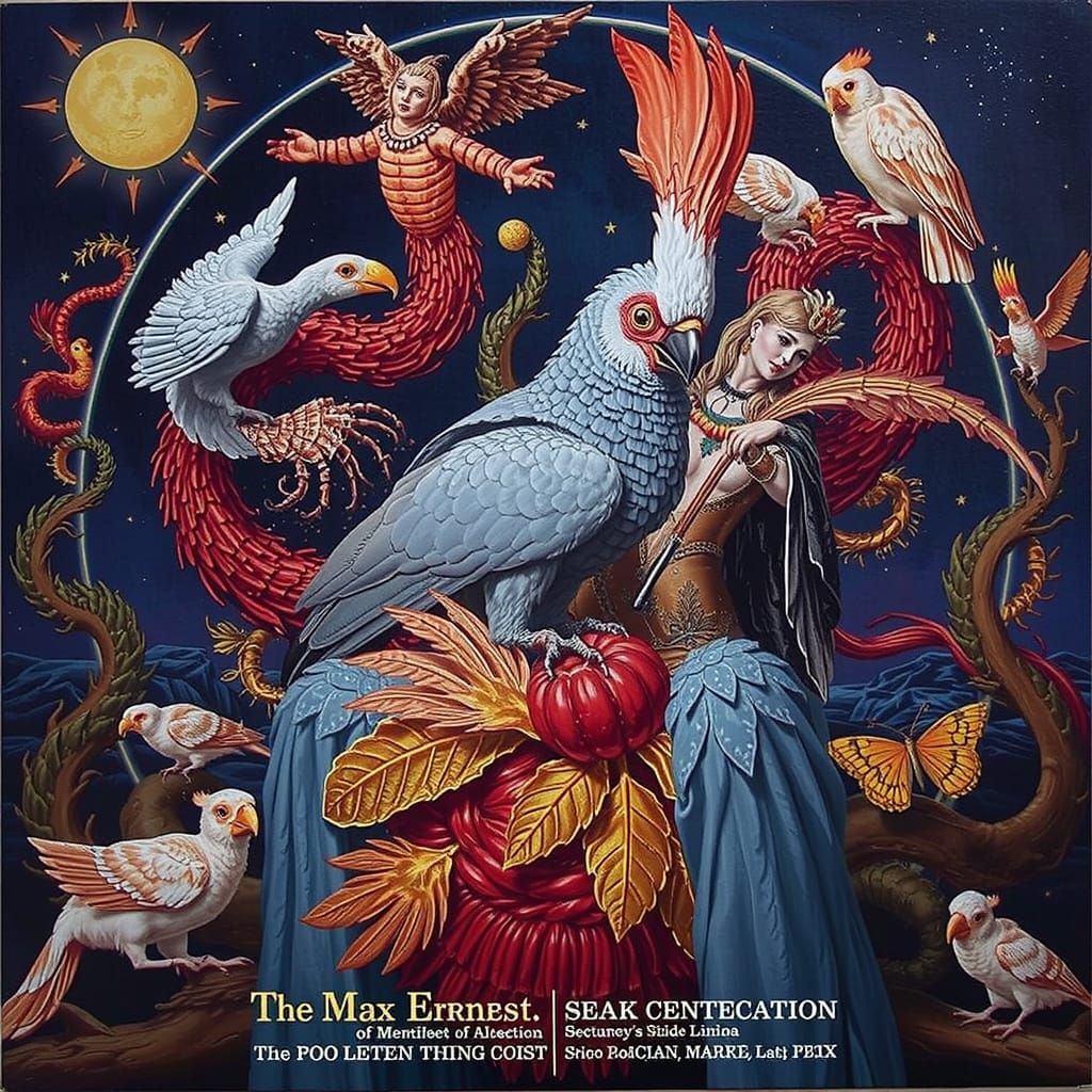 Surreal Cockatoo-Woman in Max Ernst Style