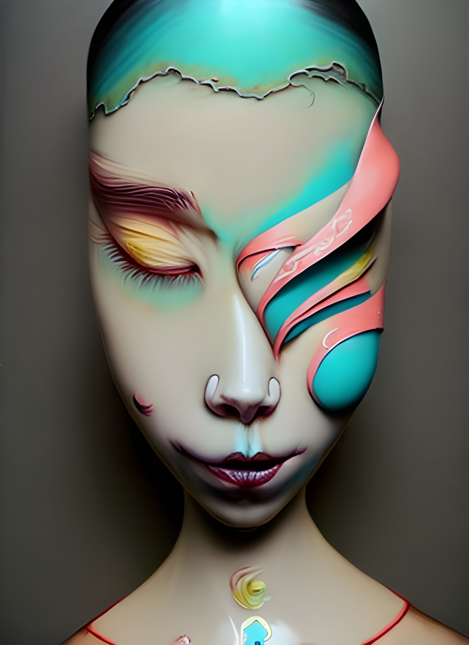 Abstract Organic Form Inspired by Hyperrealist Sculpture