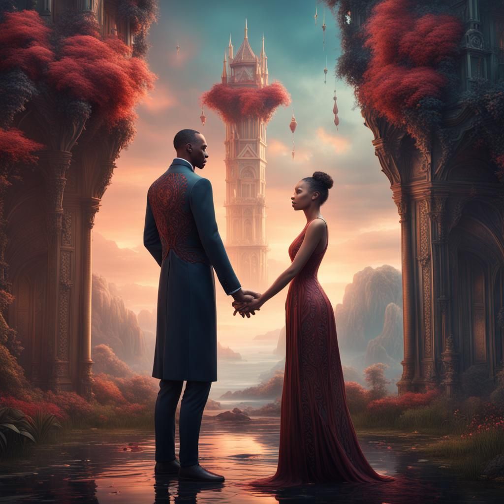 Loving Couple in Detailed Fantasy Art