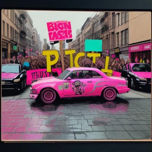 Pink Mice Protest Art Inspired by Realism and Pop Art