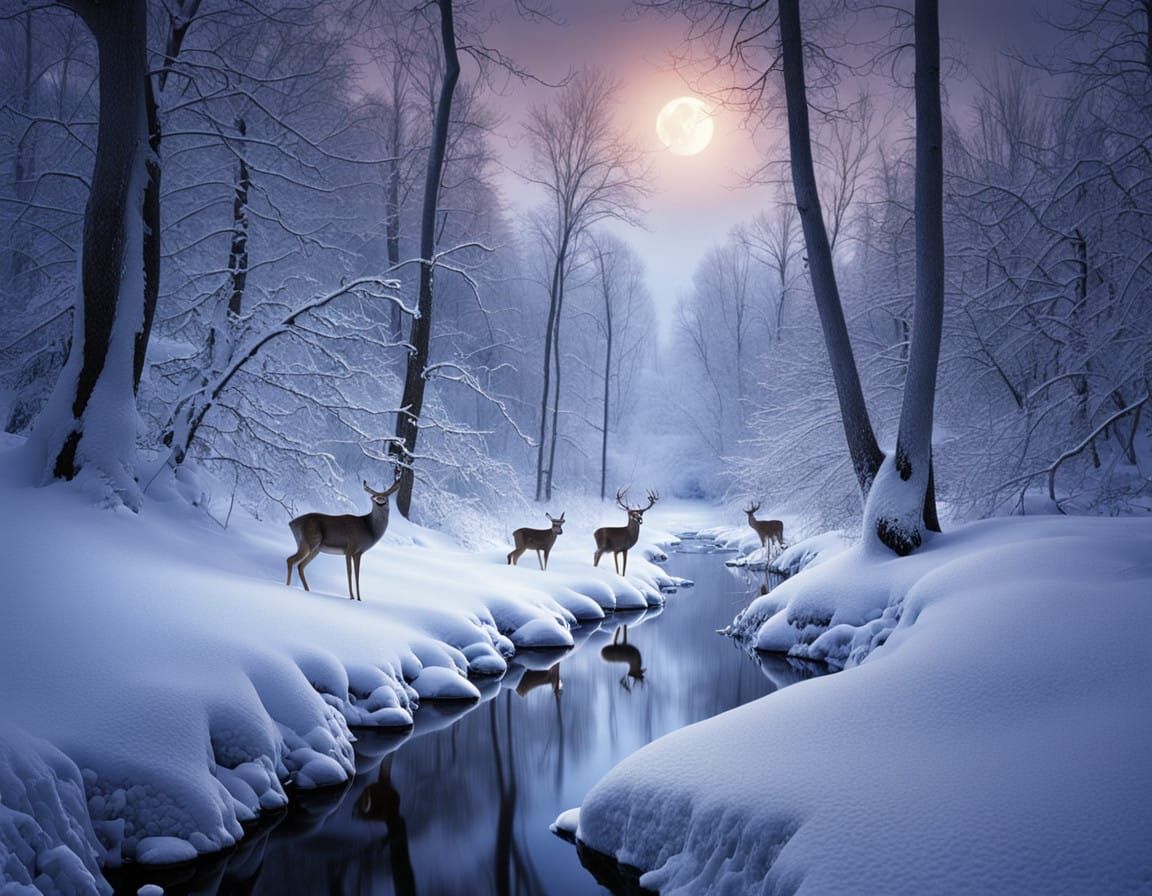 Moonlit Winter Forest