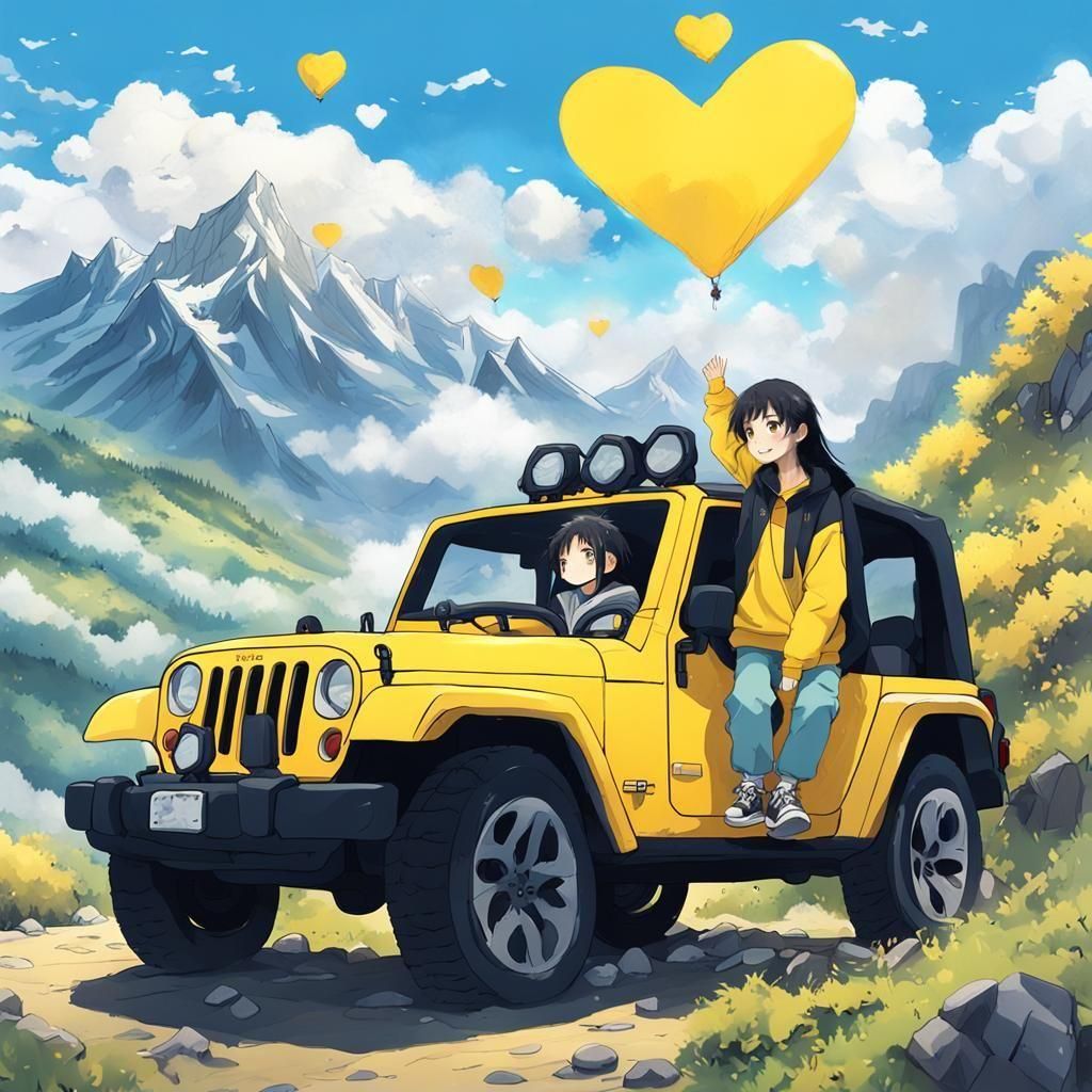 Girl with Boyfriend in Jeep, Anime Key Visual