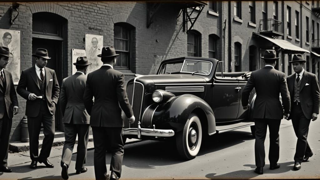 Vintage Brooklyn Gangsters in Black and White