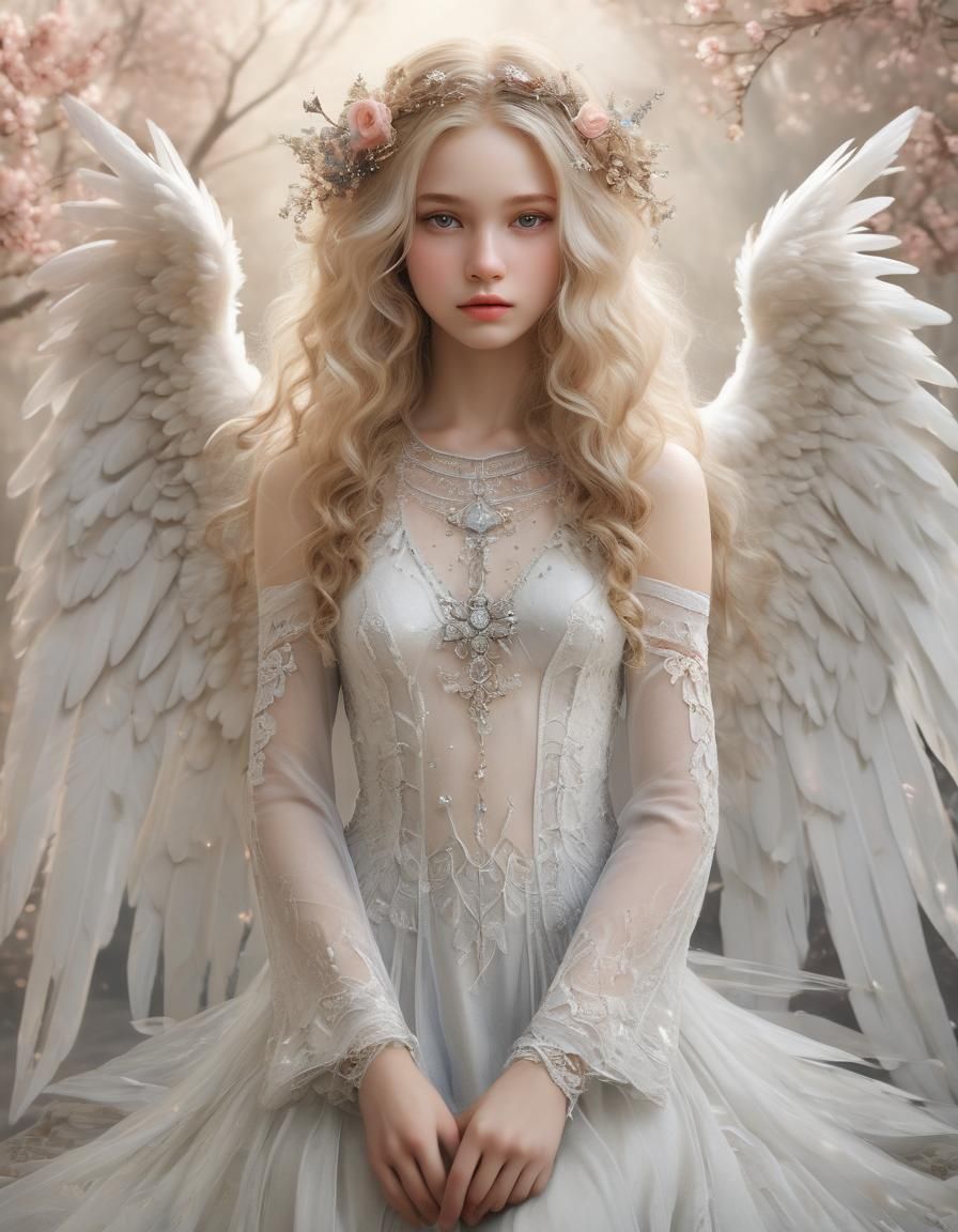 Ethereal Feminine Angel in Fantasy Setting