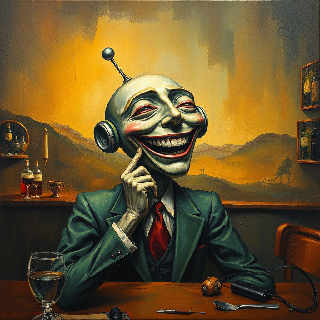Laughing Android in Surreal Pub, Dali Style