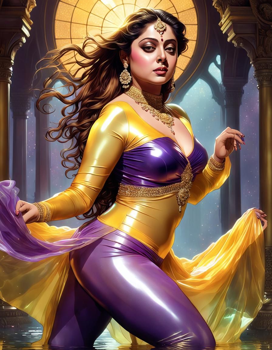 Indian Actress in Transparent Skirt, Hyperdetailed Art