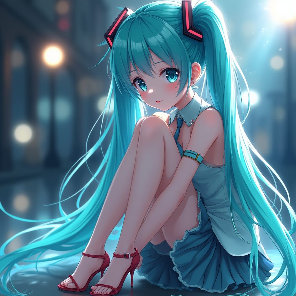 Hatsune Miku Close-Up Portrait in Vibrant Anime Style