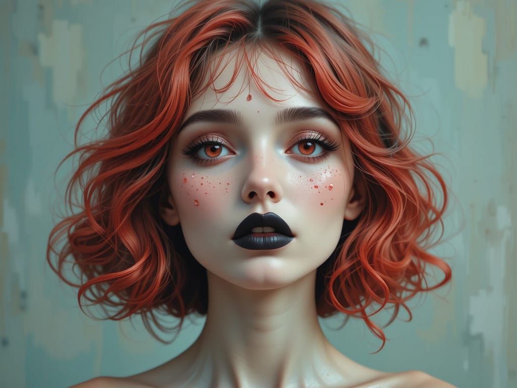 Abstract Girl Portrait in Chaotic Oil Painting Style