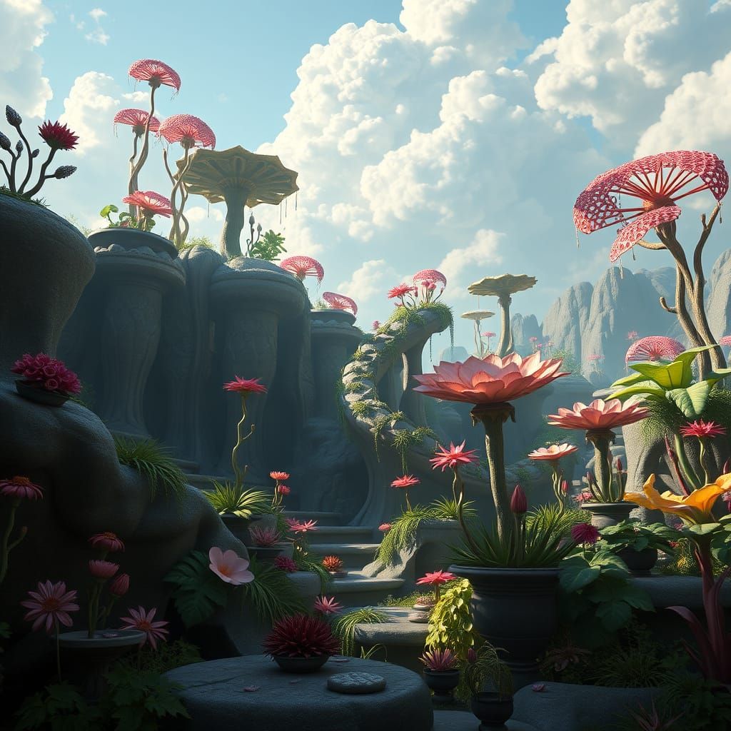 Enchanted Botanical Wonders in Vibrant Fantasy Landscapes