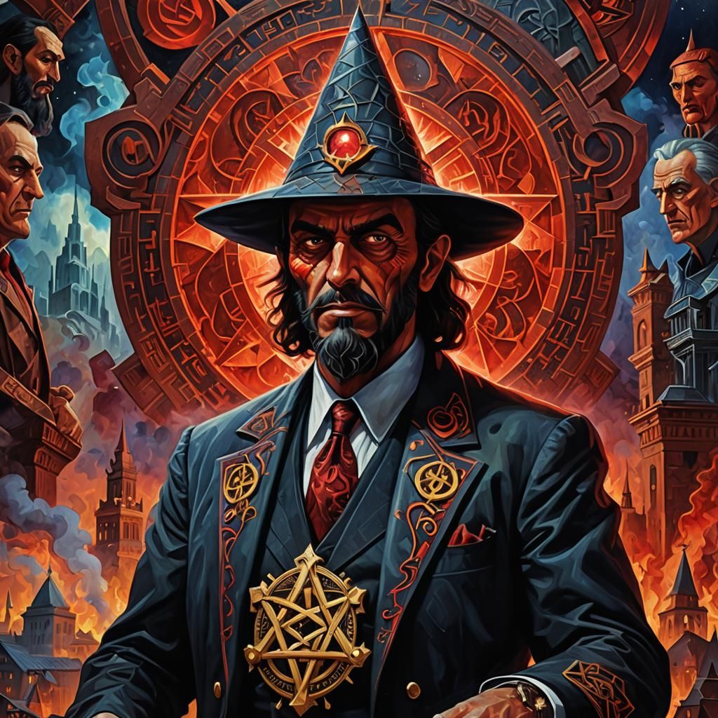 Surreal Dark Gathering: An Astral Oil Painting