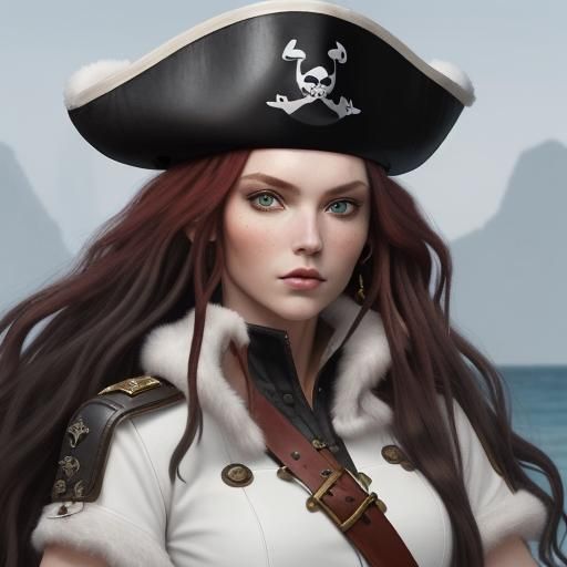 Sophisticated Pirate Captain Woman with Red Hair