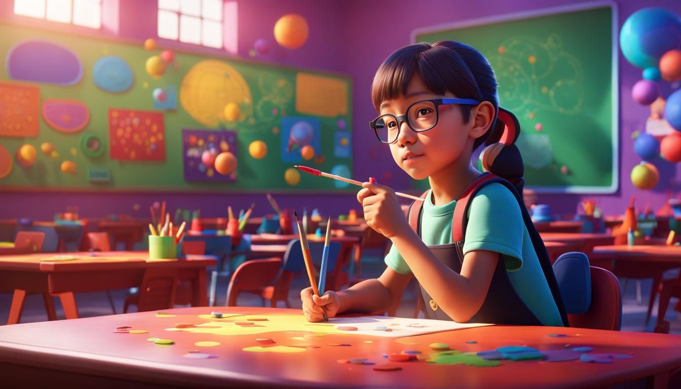 AI-Powered Learning in a Colorful 3D Classroom