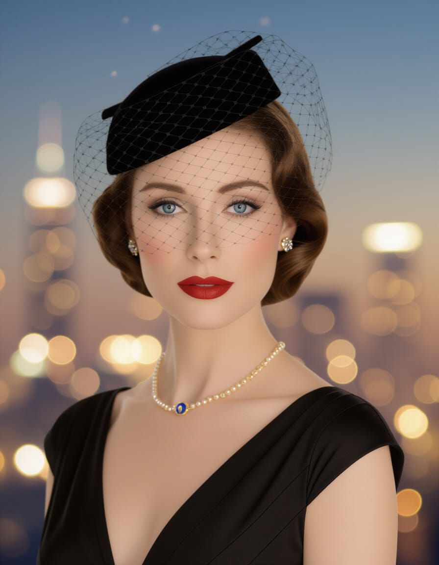 Elegant Woman in Classic Cinematic Portrait