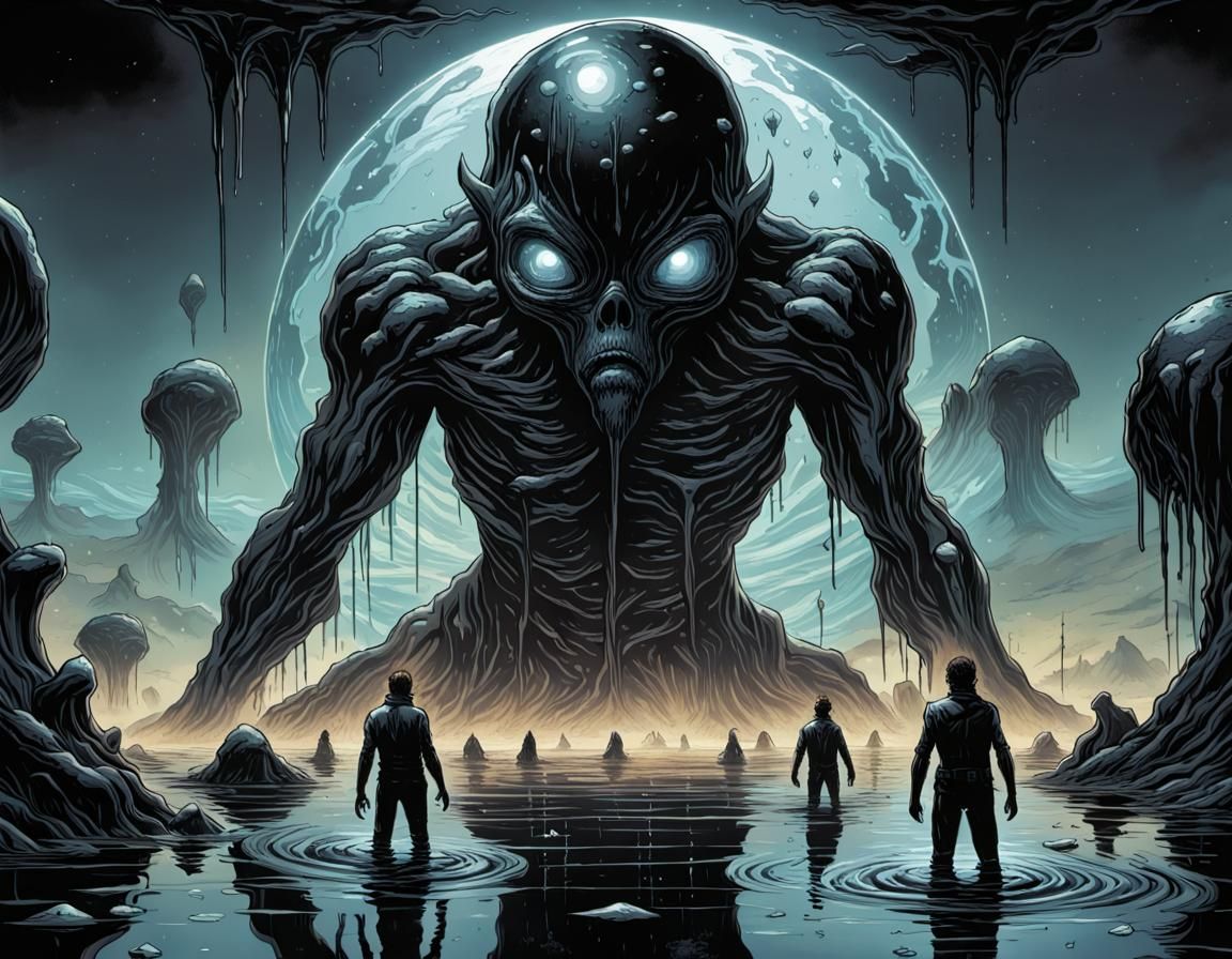 Flooded Earth: Diamond Aliens Takeover in Comic Style