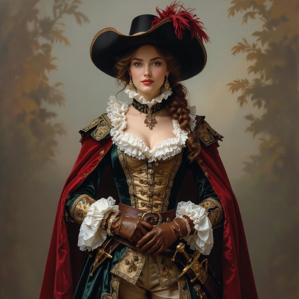 Woman as Musketeer in Fragonard Style
