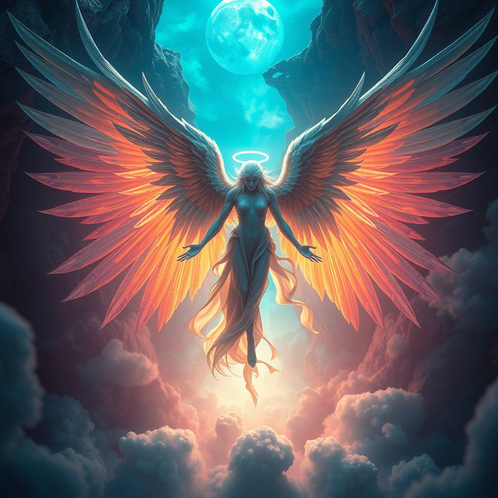 Angelic Beings in a Dreamlike Fantasy Landscape