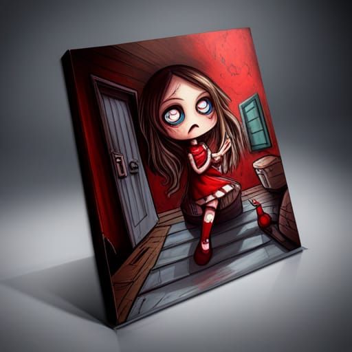 Kawaii Poltergeist Horror Art: Chibi Asylum Haunting