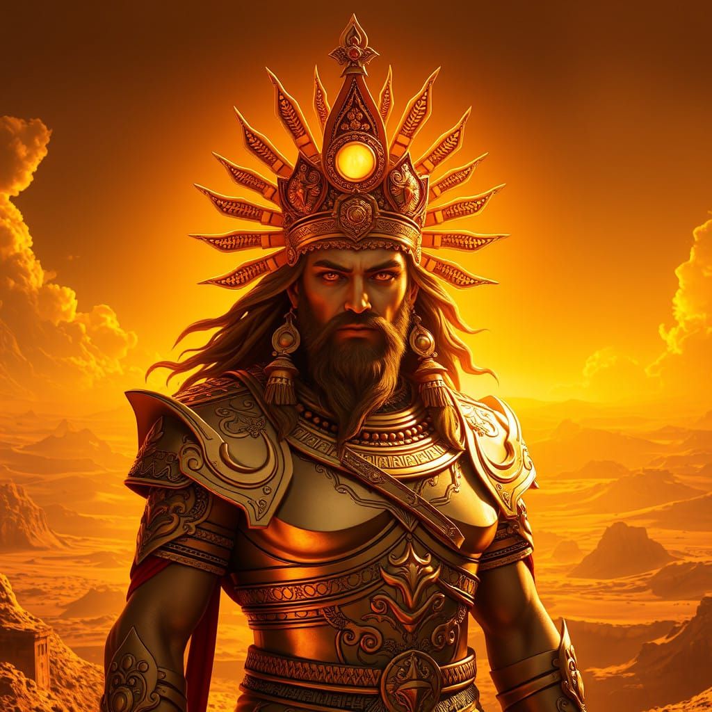 Hyper-Realistic Portrait of the Ancient Iranian Sun God Mith...