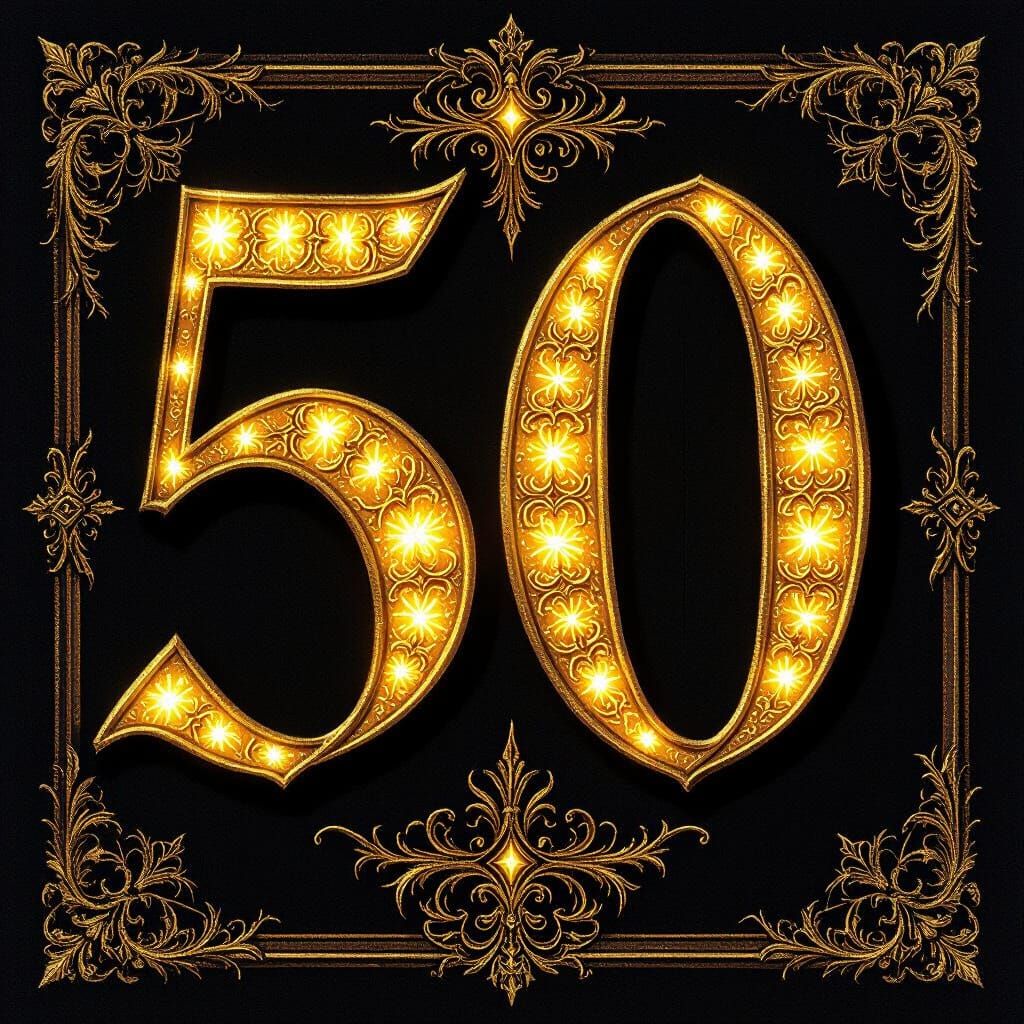 Medieval Symbol of 500 in Gothic Style