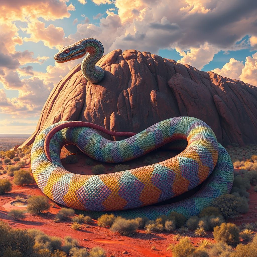 Rainbow Serpent Envelops Dreamlike Ayers Rock