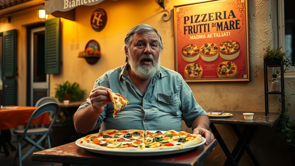 Italian Pizzeria Scene in Photorealistic Style