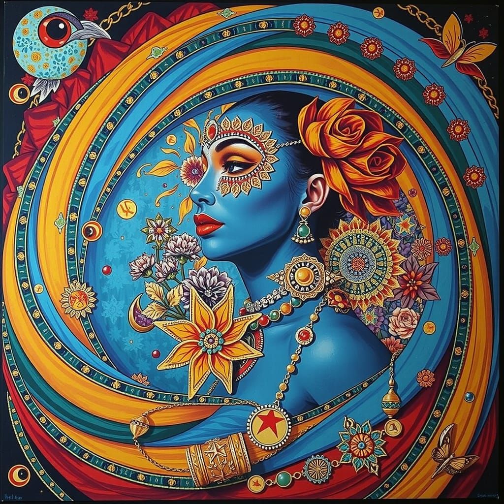 Psychedelic Garden Dream with Cosmic Mystery