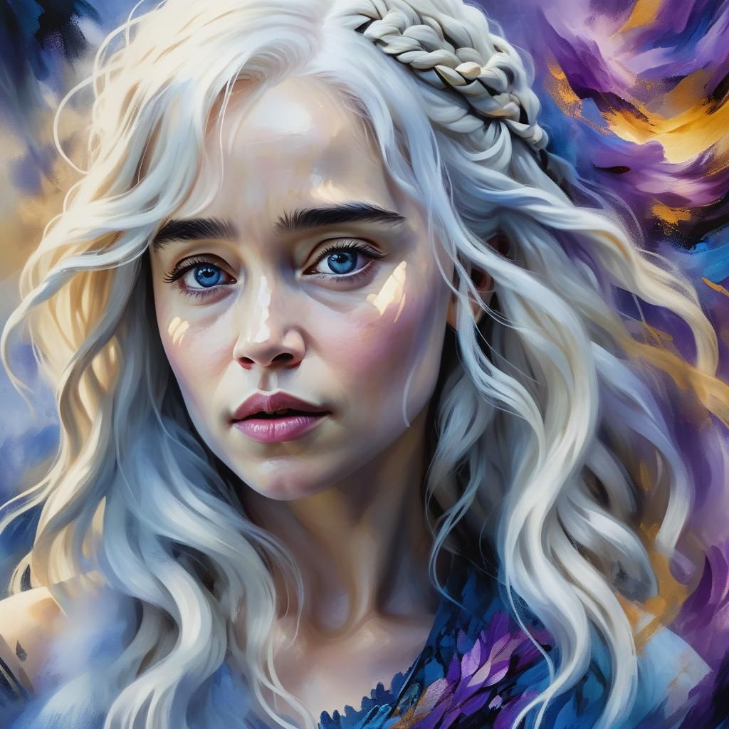 Surreal Portrait of Woman with White Hair