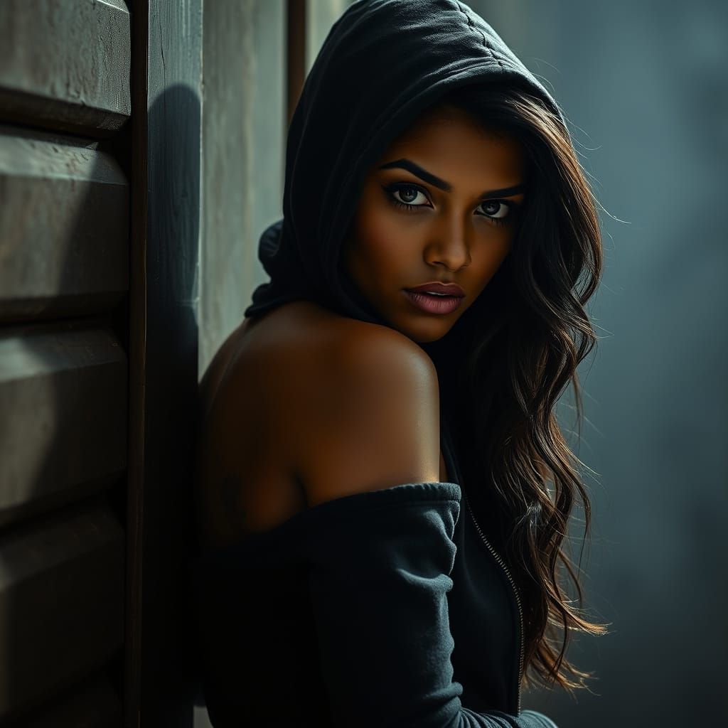 Punjabi Woman with Piercing Gaze in Ethereal Light