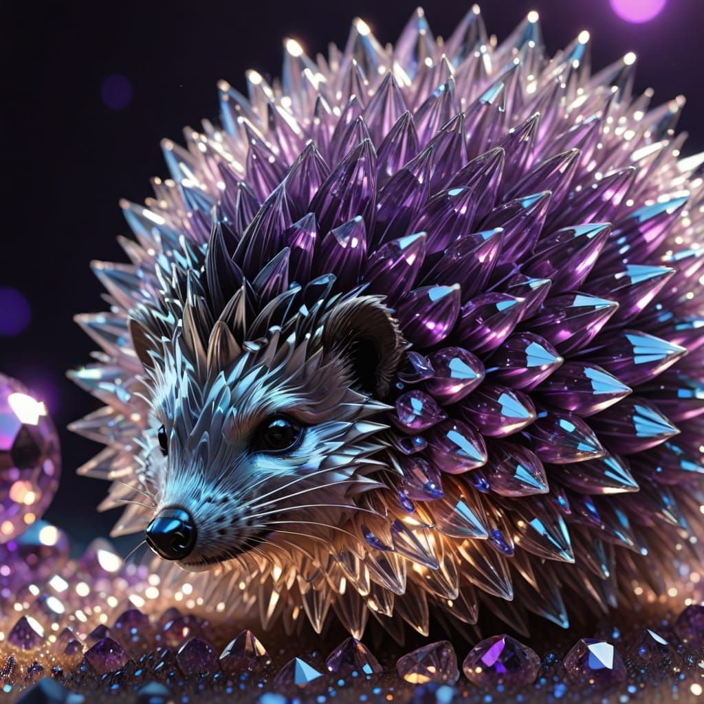 Crystal Hedgehog Curls into Protective Ball