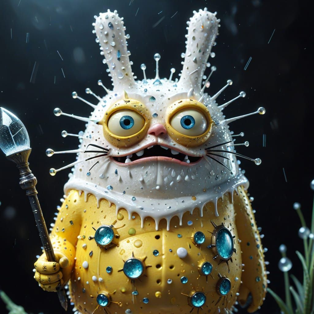 Surreal Sci-Fi Masterpiece: Grumpy SpongeBob Totoro Pigman