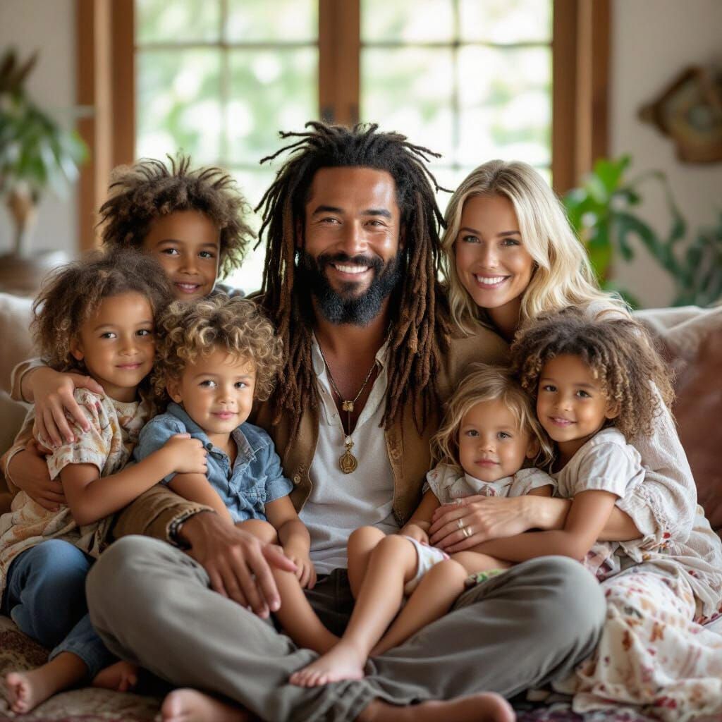 Harmonious Multi-Ethnic Family Portrait in Luxurious Setting